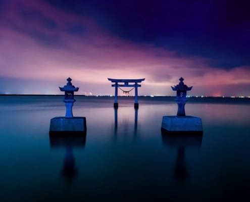 Kumamoto Eino Otsurugi (Uki, Kumamoto) The Floating Torii Gate of Kumamoto Eino Otsurugi