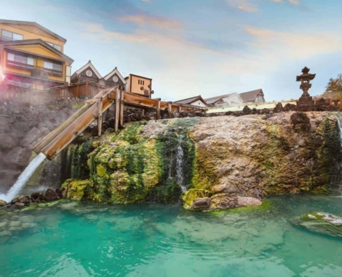 The picturesque town of Kusatsu onsen The picturesque town of Kusatsu onsen